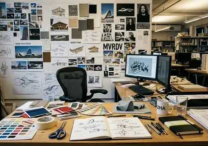 Architectural sketches and drafting tools